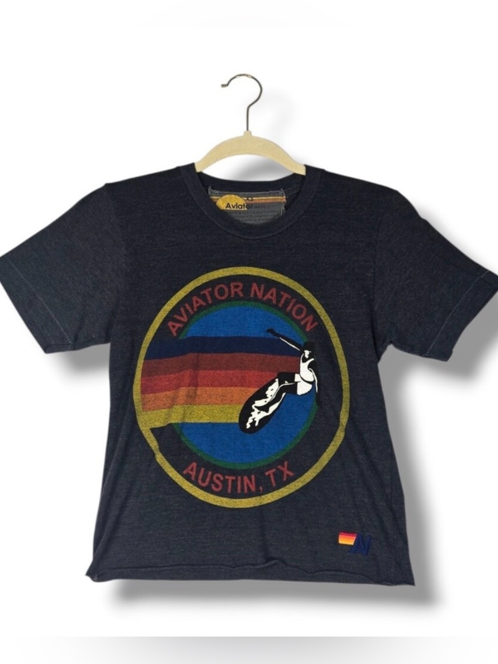 Aviator Nation Charcoal Gray Short Sleeve Crop T-shirt Austin, TX